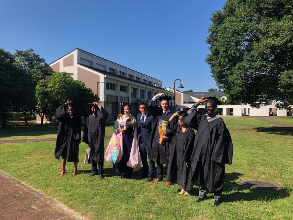 graduates in the quad