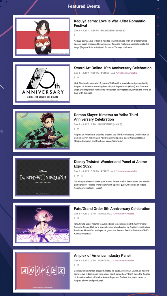 Anime Expo Featured Events
